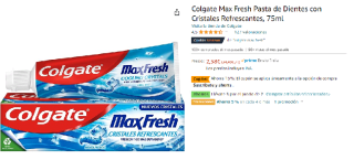 Pack 3 Colgate Max Fresh Pasta de Dientes con Cristales Refrescantes por 4.38€