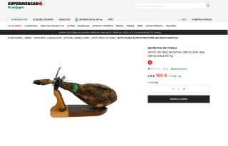 Jamón Secreto de Tonda cebo de campo ibérico 50% raza ibérica pieza 9,5 kg por 169€