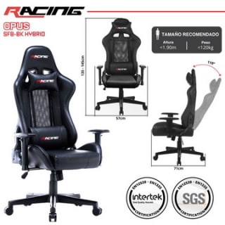SILLA GAMING RACIN W57 D71 H135-145cm a solo 129€