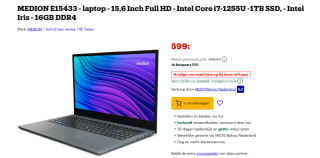 Medion Akoya E15433 (MD62630) i7, 15.6" laptop voor €599 bij Bol