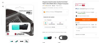 Kingston DataTraveler Exodia M Unidad Flash USB 256GB USB 3.2 por 7,37€