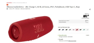Altavoz inalámbrico JBL Charge 5 por 101,53€