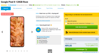 Google Pixel 8 - 128GB - Roze voor €489 bij Belsimpel