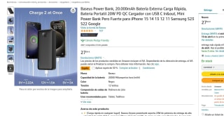 Baseus Power Bank 20.000mAh Carga Rápida 20W por 19,90€