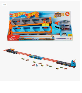 Hot Wheels Camión de transporte convertible en pista para coches por 17.5€