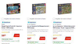 1+1 gratis op Jan van Haasteren en Wasgij puzzels bij Bol.com
