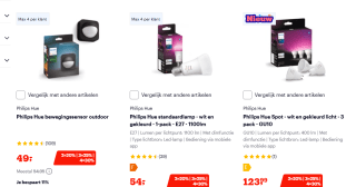 Tot 30% stapelkorting op geselecteerde Philips Hue artikelen bij Bol