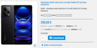 Móvil Xiaomi Redmi Note 12 Pro 8GB/256GB por 299,99€