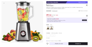 Mellerware - Batidora de vaso Mixy! 1500 W | Jarra de vidrio de 1.5L | 2 velocidades + TURBO | Procesador de alimentos profesional con cuchillas de 6 hojas | Rompehielos | Acero Inoxidable por 29,74€ (Cuenta Nueva 19.74€)