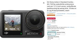 DJI Osmo Action 4 - Standard Combo - Action cam voor €229 bij Amazon