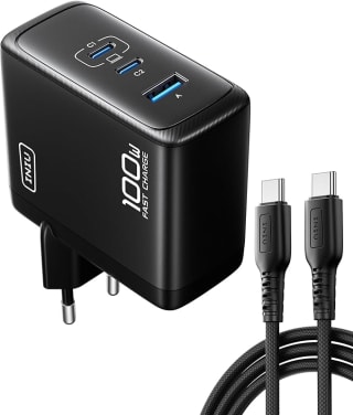 INIU 100W Cargador USB C, PD GAN 3-Puertos Tipo C Carga Rápida por 17,57€