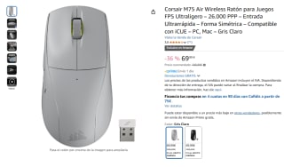 Corsair M75 Air Wireless Ratón para Juegos FPS Ultraligero 26.000 PPP por 69,99€