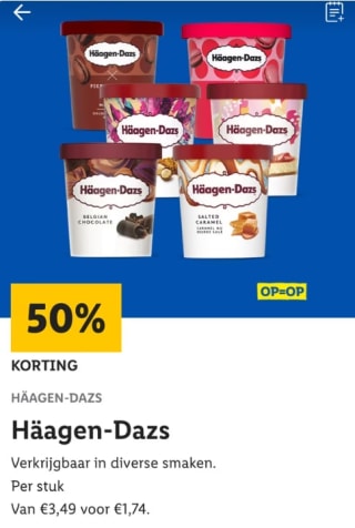 Häagen-dazs pints voor €1,74 bij de Lidl