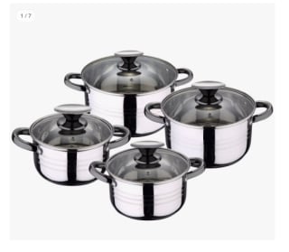 San Ignacio Batería de Cocina 8 Piezas Acero Inoxidable Apta para Inducción Colección Hita por 37.19€ (Cuenta Nueva 27.19€)