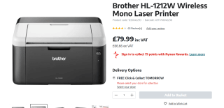 Brother HL-1212W Wireless Mono Laser Printer – £79.99