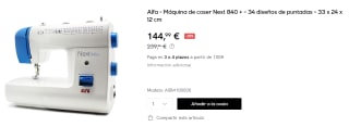 Máquina de coser Alfa Next 840 + - 34 diseños de puntadas por 144.99€