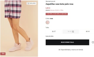 Zapatillas de casa tipo bota de pelo rosa para Mujer por 5.99€