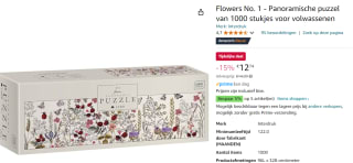Flowers No. 1 - Panoramische puzzel van 1000 stukjes voor €12,74 bij Amazon