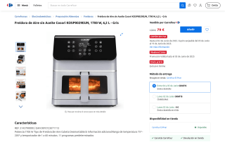 Freidora aire sin aceite Cosori por 79€