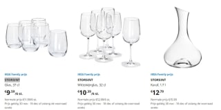 10% IKEA Family korting op FÄRGKLAR servies en STORSINT glazen bij IKEA