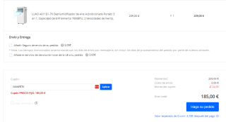 LUKO A011D1-7K Deshumidificador de Aire Acondicionado Portátil 3 en 1 por 185€