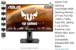 Receive an ASUS TUF gaming monitor at Amazon as low as £139