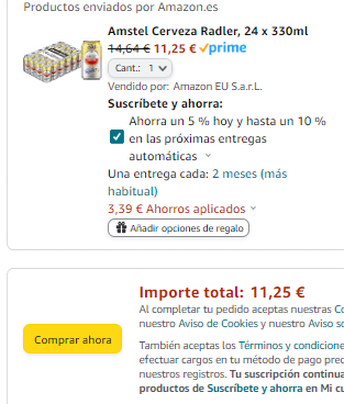Pack 24 latas Amstel Cerveza Radler por 8,97€