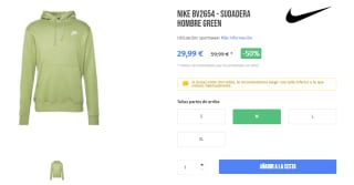 Sudadera NIKE verde por 29,99€