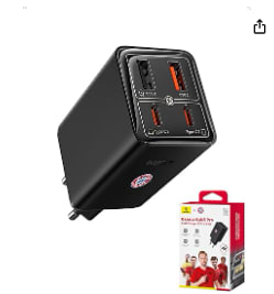 Chargeur USB C Baseus Rapide 65W, 4 Ports avec GaN 6 Tech à 21,66€