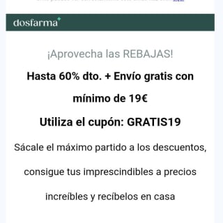 Rebajas hasta 60% y hoy envío gratis por compra de +19€