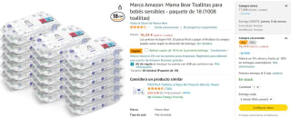 18 Paquetes de Mama Bear Toallitas para bebés sensibles por 14.53€