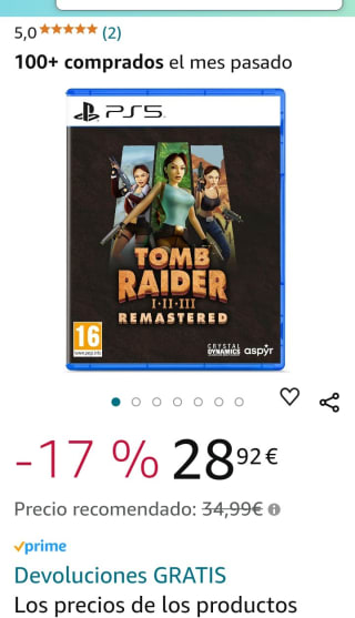 Tomb Raider 1-3 Remastered PS5 por 28,92€.