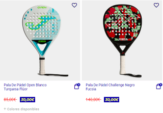 Recopilación Palas de pádel por 25€ y 30€