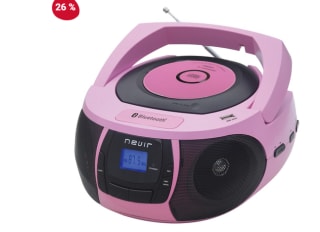 Radio CD/FM marca Nevir modelo NVR-481UB color Rosa Bluetooth 2W MP3 por 29€