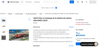 LEGO City Le tramway et la station du centre-ville 60423 à 72,99€