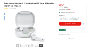 Recopilación Auriculares Bluetooth True Wireless marca JBL Wave 300 desde 34,11€, varios colores