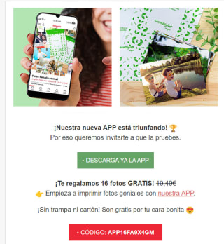 Imprime 16 fotos gratis desde Fotoprix