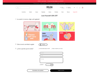 HOY San Valentín Código 30% Descuento tarjetas de regalo MiiN Cosmetics