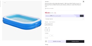 Marca Outsunny Piscina Hinchable Rectangular 1.300 Litros 262x176x56 cm por 32,63€