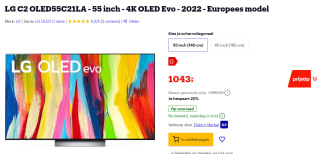 LG C2 OLED55C21LA - 55 inch - 4K OLED Evo - 2022 - Europees model