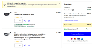 1+1 gratis op diverse pannen van bv Tefal, BK en meer bij Bol