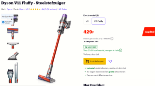 DYSON V11 Fluffy 2023 Steelstofzuiger voor €429 bij Bol.com