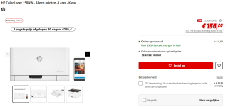 HP Color Laser 150NW A4 laserprinter voor €156,20 bij de MediaMarkt