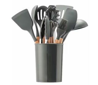 Juego 12 Utensilios de silicona mango madera por solo 11,99€ (Nuevos usuarios por 4,79€)