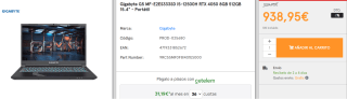 Ordenador Portatil Gigabyte G5 MF-E2ES333SD i5-12500H RTX 4050 8GB 512GB 15.4" por 938.95€