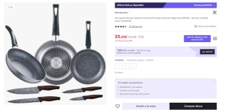 San Ignacio Set 3 sartenes (16+20+24cm) aluminio prensado, Soul Marble + 4 cuchillos acero inoxidable por 17.81€