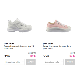 Oferta hasta 80% descuento en ropa y calzado marca John Smitch