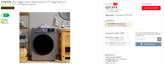 HISENSE Lave-linge hublot WQA1014EVJMT 10kg Titanium à 429,99€