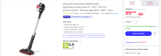 Aspirateur balai sans fil PHILIPS SPEEDPRO à 99,99€
