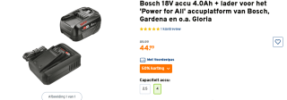 Bosch 18V Alliance Gereedschapsaccu en lader - Starterkit voor €44,99 bij de Gamma